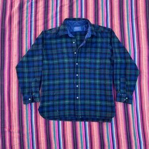 Vintage Pendelton Long Sleeve Plaid Shirt S Blue Green